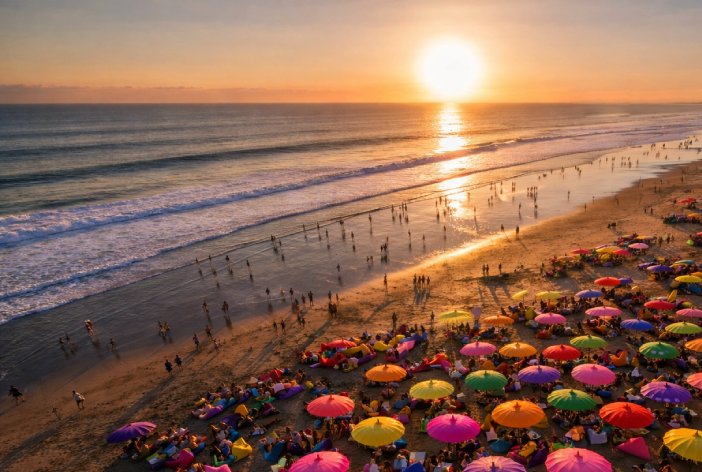 Sunset over Seminyak beach - luxury villa location in Bali