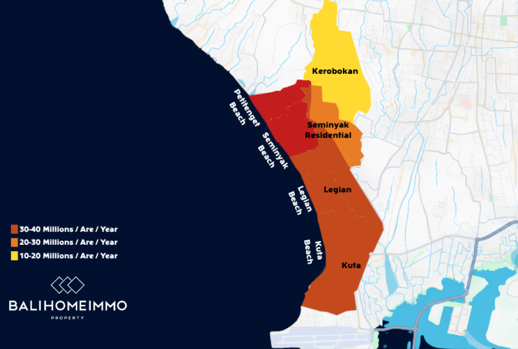 Kuta-Legian Land Price Map - Bali real estate insights