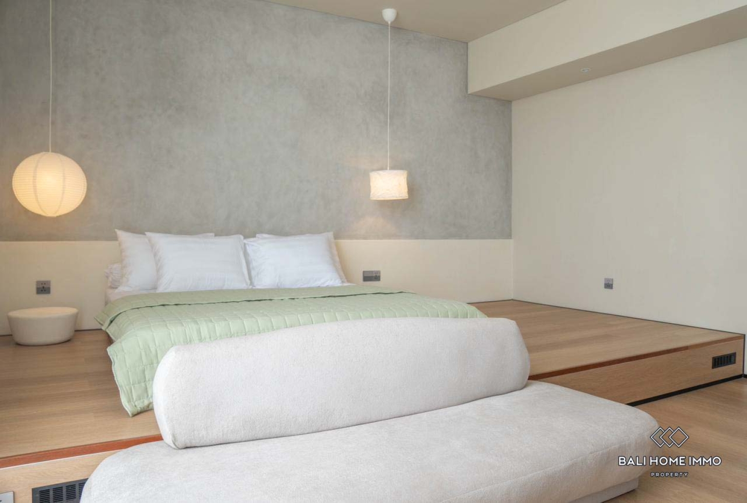 Brand new 2 Bedrooms Japanese style villa for sale in Bali Canggu residential side view 12