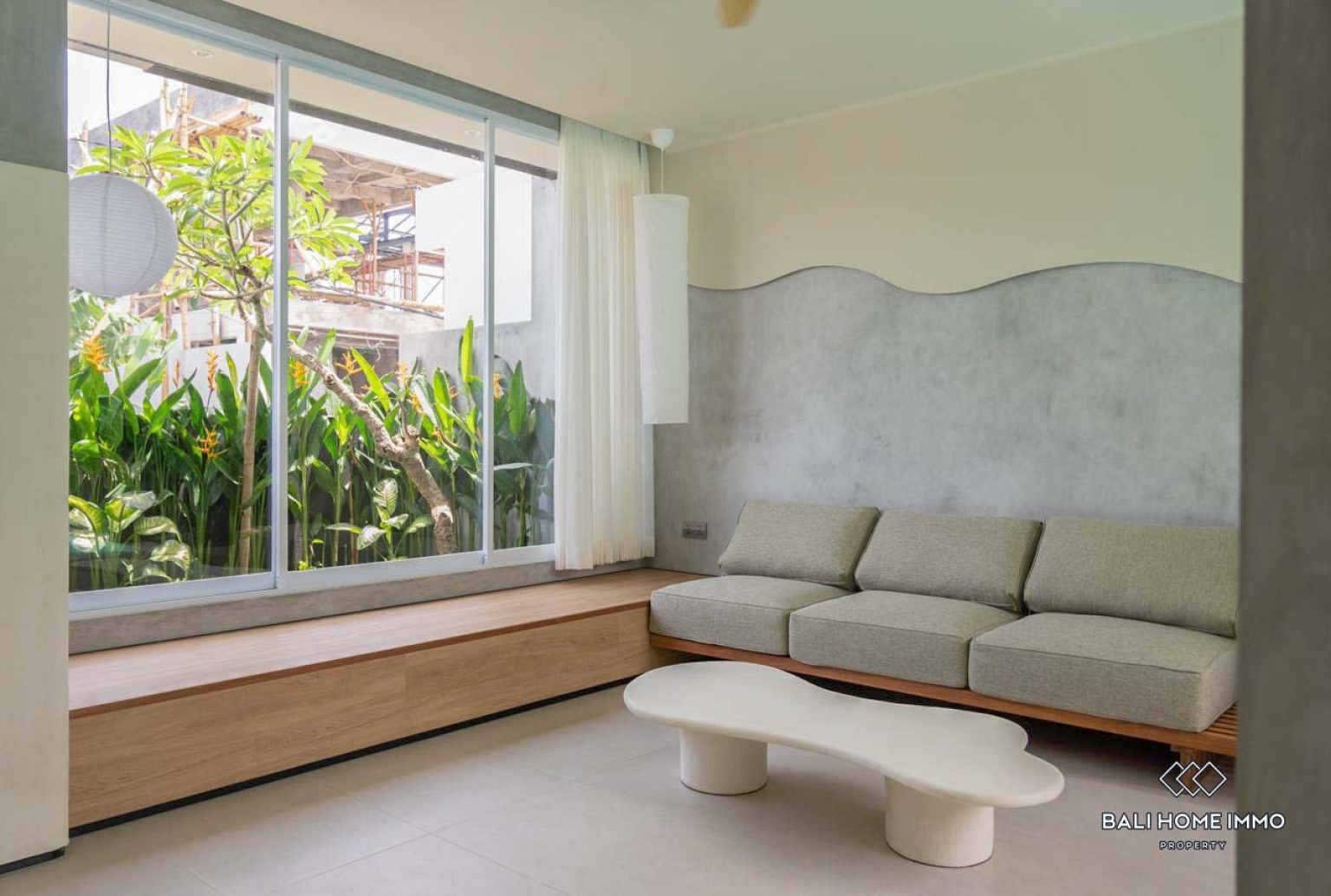 Brand new 2 Bedrooms Japanese style villa for sale in Bali Canggu residential side view 4