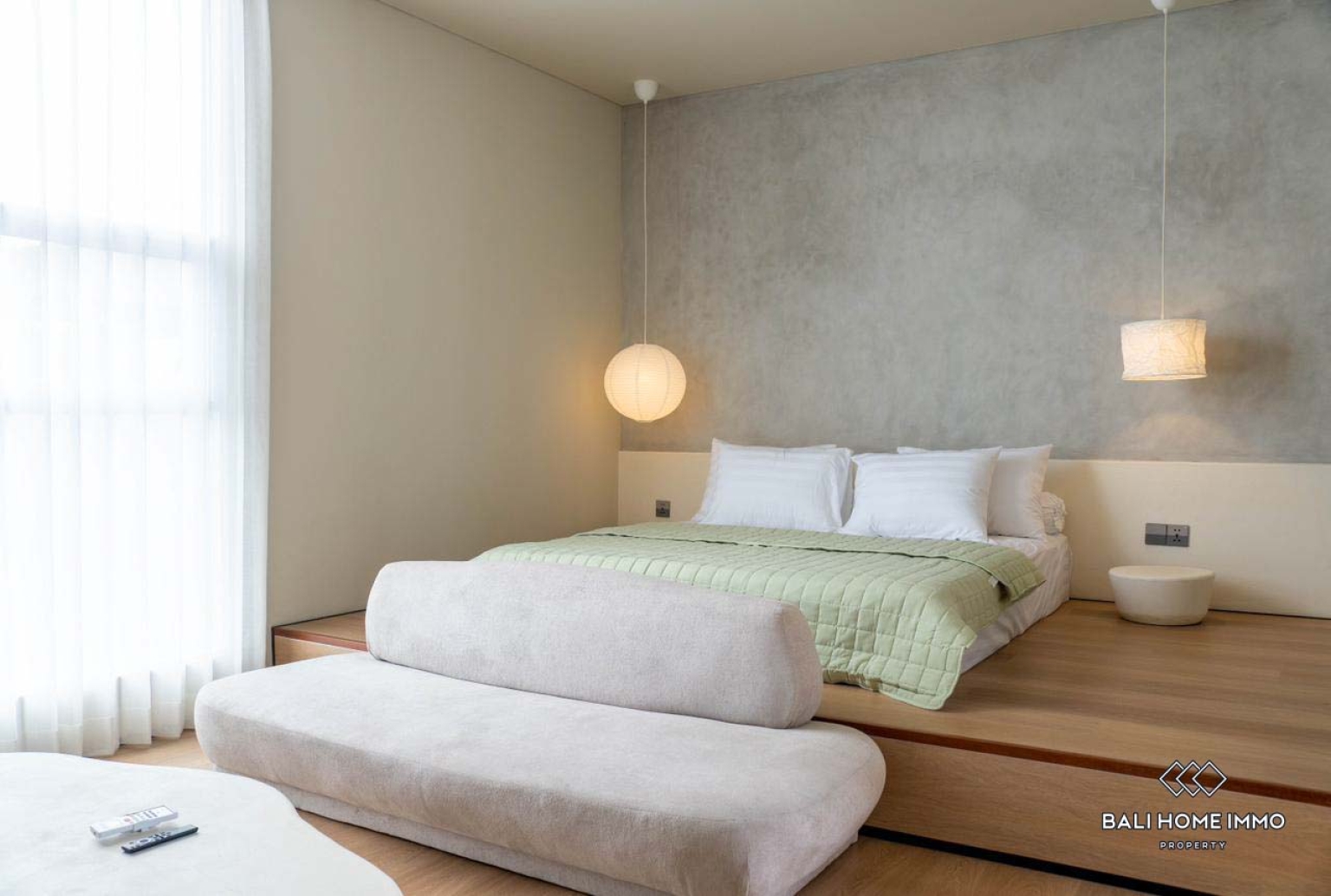 Brand new 2 Bedrooms Japanese style villa for sale in Bali Canggu residential side view 13