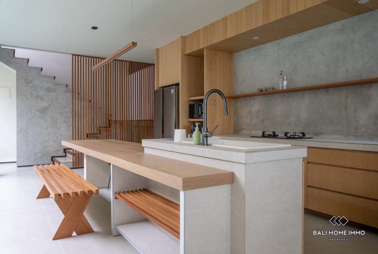 Brand new 2 Bedrooms Japanese style villa for sale in Bali Canggu residential side view 5