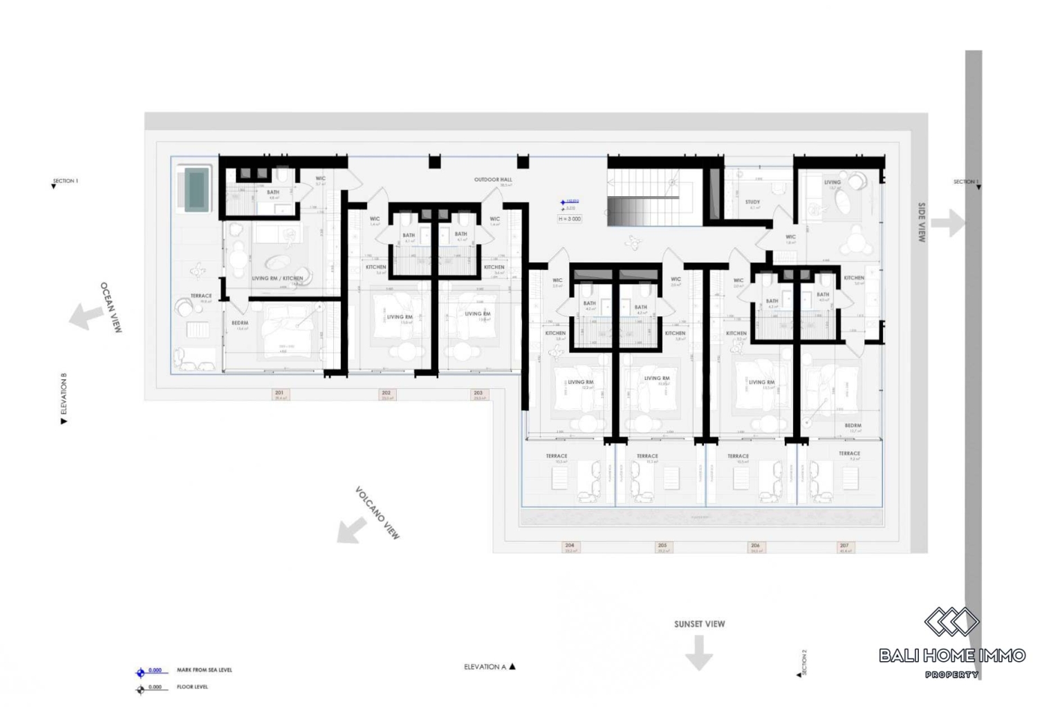 Appartement 1 chambre sur plan avec vue sur l'océan à vendre à Bali Nusa Penida view 9