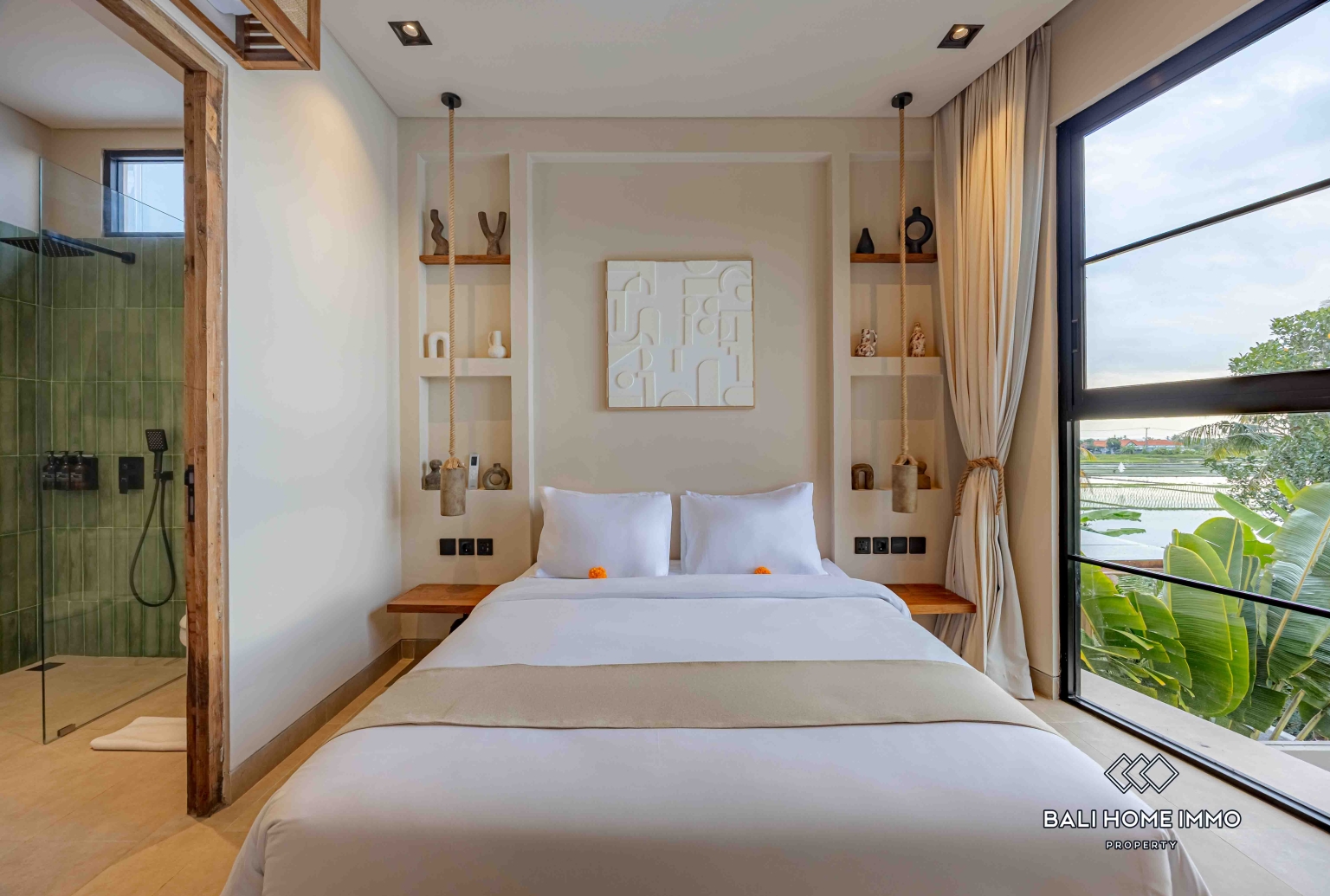 Villa modern 2 kamar off-plan berpemandangan sawah dijual di Kedungu. view 14