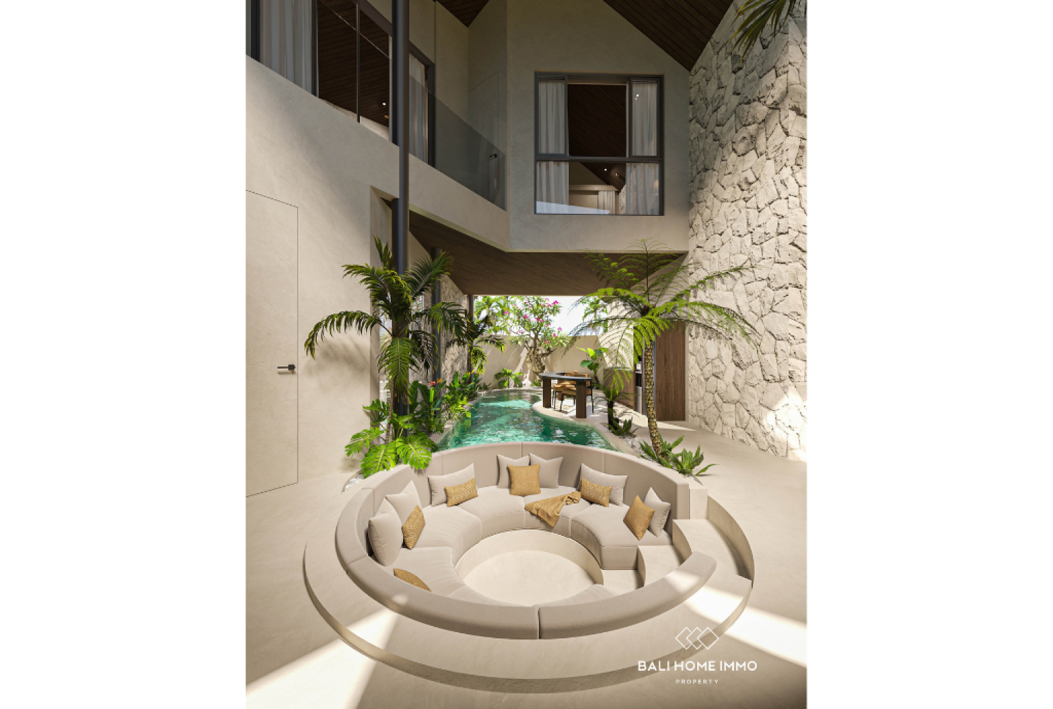 Off-plan 3 Bedroom Tropical Villa for sale in Kerobokan with Sunken Living Area view 2