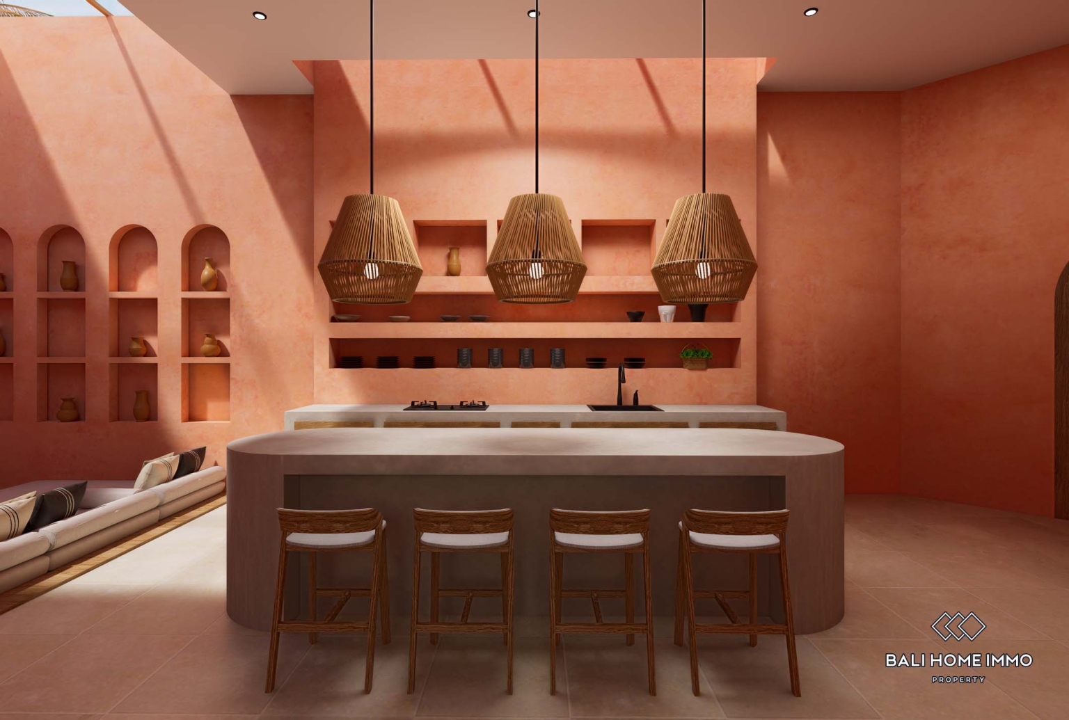 Villa bergaya Maroko 3 kamar off-plan untuk dijual dengan status hak sewa di Bali - Cepaka view 4