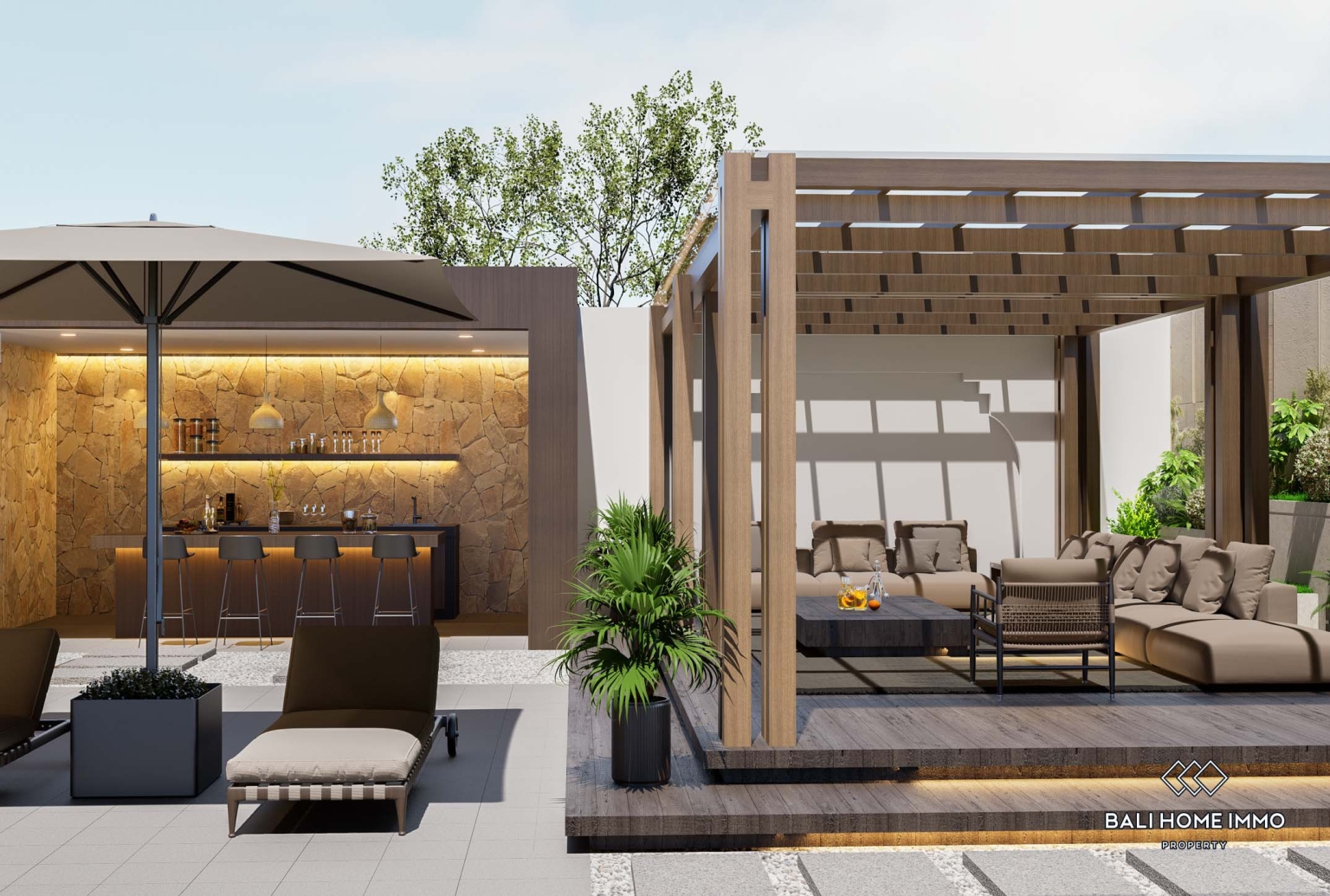 Villa de luxe de 4 chambres sur plan, en bail emphytéotique, à Canggu, Bali. view 3
