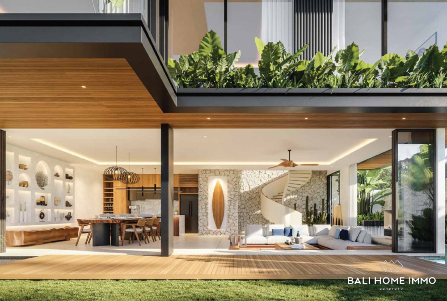 Villa de luxe 3 chambres avec vue sur l'océan, sur plan, à vendre en bail emphytéotique à Bingin view 3