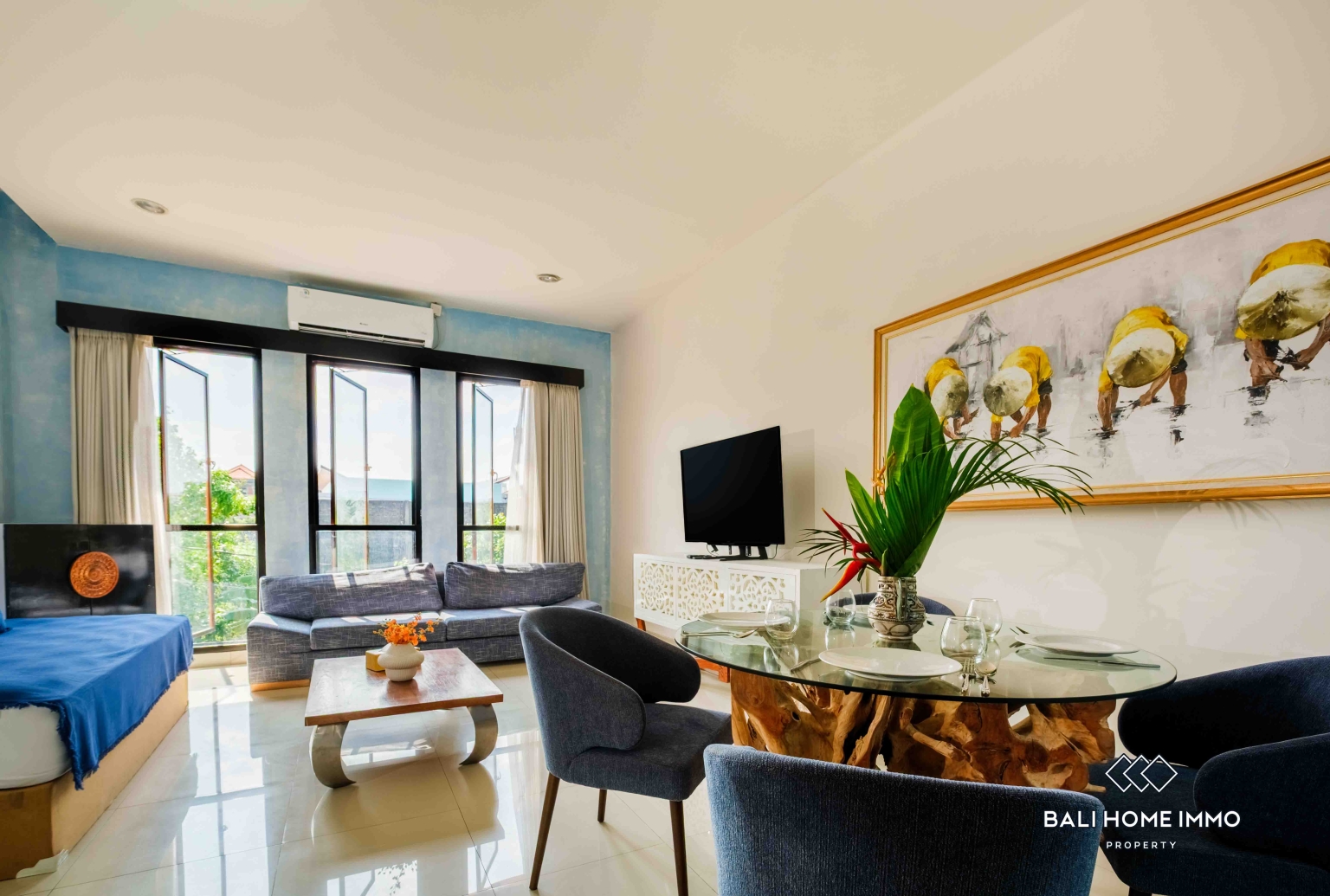 Apartemen 1 Kamar Tidur dengan Pemandangan Kolam Renang Disewakan Tahunan di Seminyak yang Damai view 6