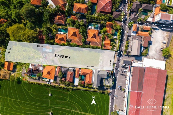 Tanah Pinggir Jalan Seluas 3400 m² untuk Dijual dengan Hak Sewa di Berawa, Bali