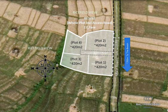 Image 1 from 4.2 are Ricefield View Land For Sale Near Seseh Beach