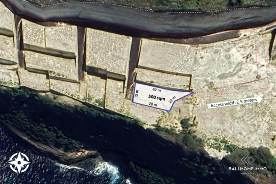 Image 1 from 5 are tanah dijual hak milik di tebing dengan pemandangan laut di Nusa Penida