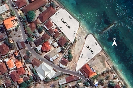 BEACH FRONT 2 PLOT 1880 m² LAND FOR LEASEHOLD SALE in NUSA PENIDA BALI