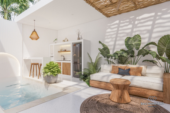 Image 3 from Empat unit vila off-plan 1 Kamar untuk dijual leasehold di Bali Canggu Sisi perumahan