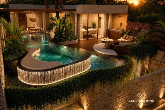 VILLA DE LUXE SUR PLAN DE 3 CHAMBRES AVEC VUE SUR L'OCÉAN À VENDRE EN BAIL À ULUWATU