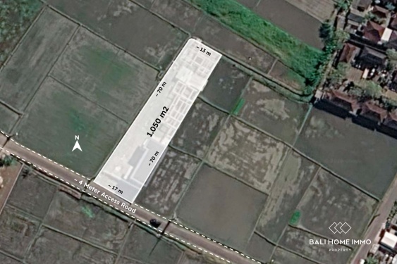 Tanah di tengah sawah, dijual dengan sistem sewa guna usaha di Kedungu, Bali.