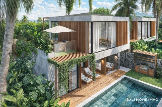 Image 2 from Villa moderne tropicale de 2 chambres avec vue sur l'océan, sur plan, à vendre près de GWK à Melasti