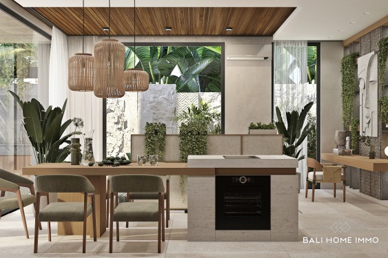 Image 8 from Villa moderne tropicale de 2 chambres avec vue sur l'océan, sur plan, à vendre près de GWK à Melasti