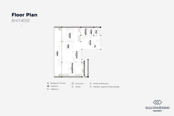 Image 12 from Hors plan Vue sur le jardin Appartement de 2 chambres à coucher à vendre en location à Bali Benoa