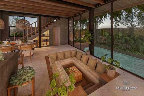 Image 3 from villa moderne de 2 chambres à coucher à vendre sur plan avec bail à Bali Canggu côté résidentiel