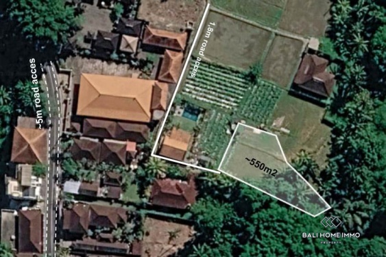 Tanah Zona Merah Muda Seluas 550m² Dijual di Ubud