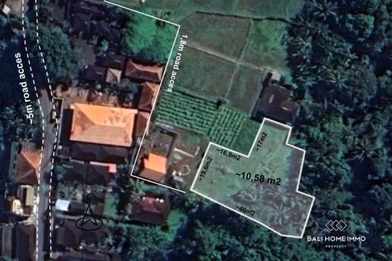 Terrain de 1058 m² en zone rose à vendre à Ubud