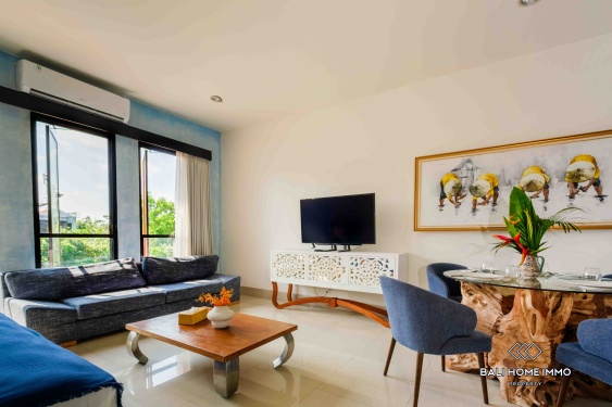Apartemen 1 Kamar Tidur dengan Pemandangan Kolam Renang Disewakan Tahunan di Seminyak yang Damai