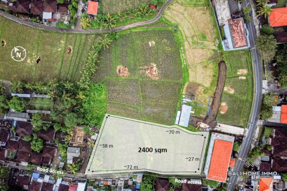 Image 1 from Vue sur le champ de riz Terrain à vendre avec bail à Bali Pererenan