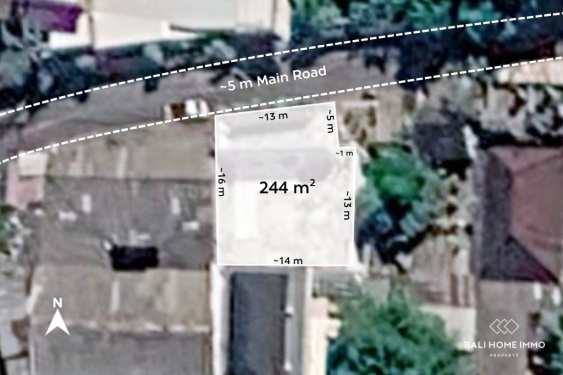 Terrain de 244 m² en bordure de rue à vendre à Kerobokan