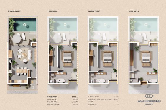 Image 12 from Vila siap huni 3 kamar tidur di dalam hunian tepi pantai di Pererenan