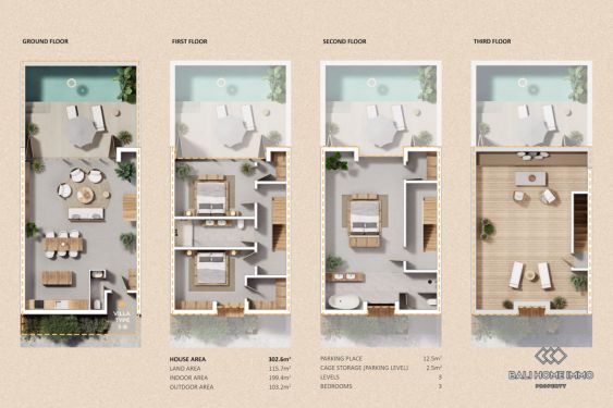 Image 2 from Turnkey 3 bedroom villa within beachfront residence in Pererenan